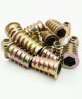 Heavy Duty Zinc Plated Hex Socket Cup Nuts For Wood And Drywall M6 M8 M10 Threaded Inserts shown in a pile, made of carbon steel.