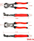 Goldblatt 2-piece tile nippers set with red soft-grip handles; heavy-duty glass mosaic and ceramic tile nippers.