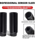 Seven Eighths Inch Offset Oxygen Sensor Socket With Side Wire Cutout shown in hexagonal spark sleeve design for sensor installation.