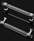 5 Inch Center To Center Polished Chrome Cabinet Pulls Set Of 5 With Clear Acrylic Inserts Zinc Alloy Handles on black background