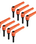 8 Pcs Adjustable Lever Handles M8 x 30mm Metric Thread With 70mm Levers, shown in orange, ideal for machinery and panels adjustments.