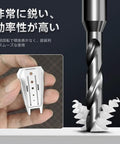 Rock Solid Tungsten Steel Micro Drill Bit Set Featuring Heavy Duty Manual Pin Vise For Razor Sharp Precision Hobby Crafting and Detail Drilling on Wood or Plastic, close-up of drill and pin vise.