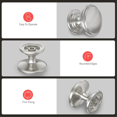 10 Pack Brushed Nickel Cabinet Knobs Silver Round Drawer Knobs For Kitchen Cabinets And Dresser Drawers Pulls Zinc Hardware Handle Set