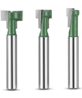 Game Changing Keyhole Router Bits Set Built Tough With Badass Tungsten Carbide Tips And Quarter Inch Shank for DIY projects, showing three bits.