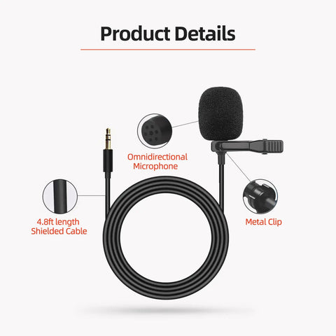 Car Mic With 3.5mm Plug And Play Wired Mic For Vehicle Stereo Head Unit Radio Noise Canceling Lavalier Clip With 4.8ft Cable