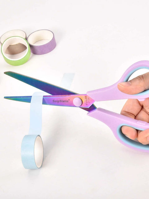Heavy Duty 8.5 Inch Office Scissors With Titanium Coated Blades And Ergonomic Semi Soft Rubber Grip All Purpose Fabric Sewing School Craft Scissors 3 Pack, cutting tape