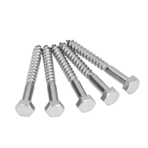 Heavy Duty M8x70mm Wood Hex Lag Screws Self Tapping For Carpentry No Pre Drill Needed In 304 Stainless Steel With Half Thread Design