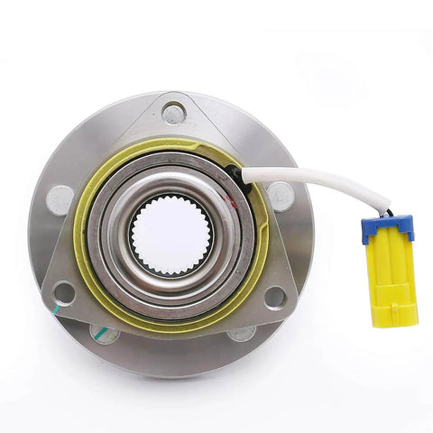 Top view of Front Wheel Hub Bearing Assembly Single Unit 513121, 5-Lug with ABS, showing connector