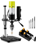 Consfly Electric Tapping Machine for Wood Plastic Metal with adjustable motor and four taps, ideal for precise drilling.