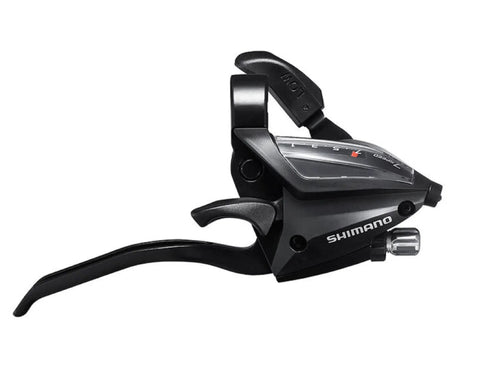 EZ Fire Plus 3x7 Speed Lever Set For V Brake Black Shifter with ergonomic lever and clean cable routing for smooth shifting.
