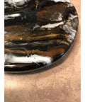 Close-up of 9.5 Inch Resin Marble Lazy Susan with Smooth 360 Degree Rotation For Kitchen Countertop And Dining Table Slick Black Gold White