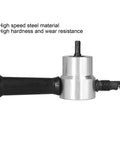 Pro Grade Heavy Duty Double Head Metal Cutter Drill Attachment with dual cutter heads and 360° adjustable handle, side view