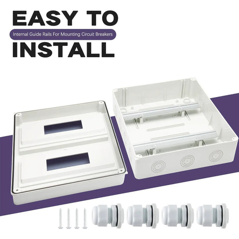 24 Way Distribution Protection Box With IP66 Waterproof Rating, Transparent Cover, ABS PC Alloy Plastic Enclosure For Circuit Breakers, DIN Rail Compatible, Dustproof And Rugged Heavy Duty Weatherproof Outdoor Box With Waterproof Connector, open view