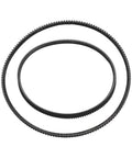 Set Of Two Premium Polyurethane Lathe Belts For Mini Metal Lathes Models 5M375 And 5M387, showcasing durable black belts.