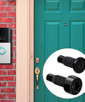 Replacement Screws For Ring Video Doorbell 20Pcs Black 4 Size Set With T5 And T16 Heads shown next to installed doorbell