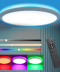 Flush Mount LED Ceiling Light With Remote Control, 12 Inch Ultra Thin Round 25W RGB Color Changing Fixture with controls