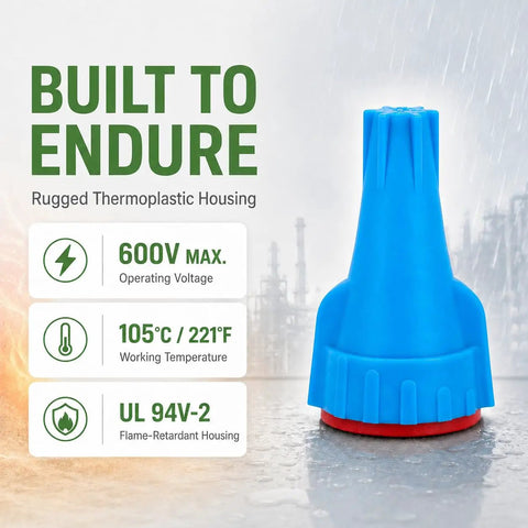 Hella Solid Waterproof Wire Connectors With Slick Silicone Sealant No Hassle Heavy Duty Low Voltage Connector Nuts For Landscape Lighting Irrigation Wiring 5 Pack 22 To 8 Awg With Marine Grade Protection rugged thermoplastic housing with blue connector.