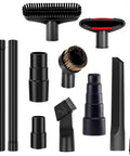 Universal Vacuum Attachments Kit With One Seven Eighths Inch Adapter, One And One Quarter Inch Adapter, And One Inch Adapter Fits Most Vacuums, Includes Crevice Tools, Brush Attachments, Nozzles, Hose Adapters For Home Car And Workshop displayed on a white background.