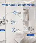 Soft Close Concealed Cabinet Hinges 32mm Cup 105 Degree Opening 4 Pack Cold Rolled Steel Adjustable shown on cabinet door