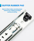 Close-up of 22 Inch Heavy Duty Drawer Slides With Lock Full Extension Side Mount Ball Bearing Rails showing buffer rubber pad.