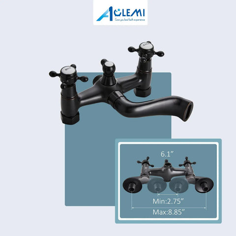 Oil Rubbed Bronze Clawfoot Tub Filler With Wall Mount, Vintage Style Tub Faucet With Handheld Shower, Double Cross Handles