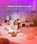 Couple enjoying dinner under Smart WiFi LED Strip Lights 100 Feet With Music Sync Alexa And Google Assistant Compatible Mood Lighting