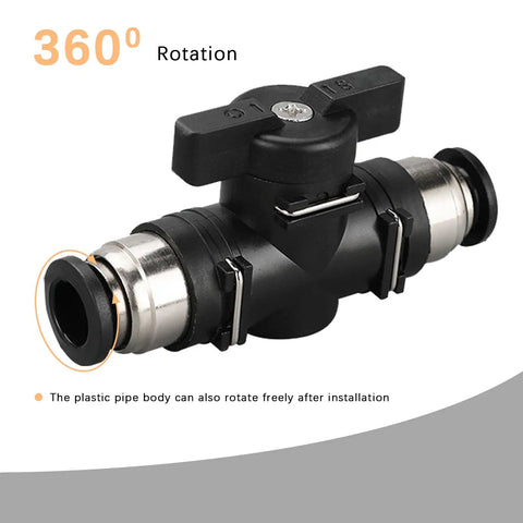 Durable Pneumatic Ball Valve 12mm x 12mm OD Push to Connect Fitting, PBT Body, Nickel Plated Copper, 3 Pack, Black