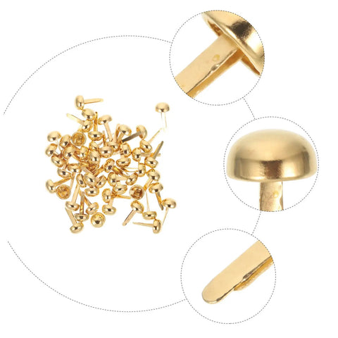 100 Pcs Decorative Nails For DIY Projects Antique Miniature Fasteners For Scrapbooking Hinges And Home Decor Wear Resistant Paper Crafts Brads Clips For Greeting Cards Photo Albums And Card Makers shown close-up
