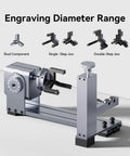 3 In 1 Laser Rotary Attachment For Engraving Cylindrical Objects Like Wine Glasses Tumblers Mugs And Rings with modular jaws