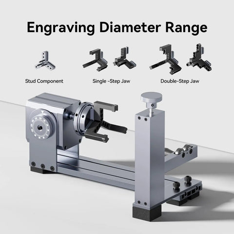 3 In 1 Laser Rotary Attachment For Engraving Cylindrical Objects Like Wine Glasses Tumblers Mugs And Rings with modular jaws