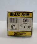 Box labeled Brass Shim 6" X 100", 0.008 gauge, containing Brass Shim Stock Roll 6 Inch By 100 Inch 0.008 Inch Thick For Precision Machining And Calibration