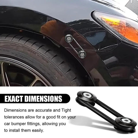 Universal Car Bumper Fastener Kit shown installed on vehicle fender, highlighting design and attachment to tire area.