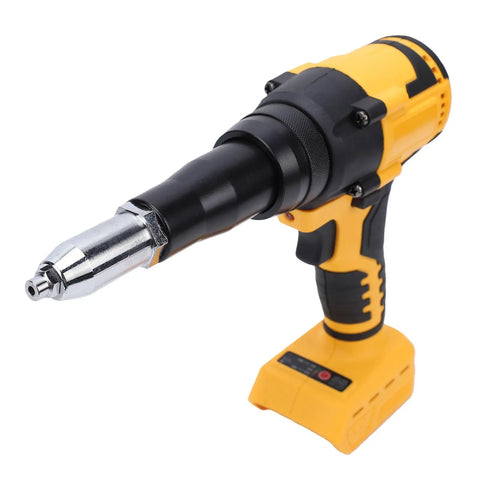 Get The Heavy Duty Cordless Rivet Gun With Brushless Motor For Fast 1 8 5 32 And 3 16 Inch Rivets, Auto Reverse Mode Plus Bright LED Light Tool Fits Dcb200 Battery, yellow black