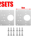 Heavy Duty Stainless Steel Cabinet Hinge Repair Plate Kit With Five Pre Drilled Holes And Matching Screws No Sweat Quick Fix For Busted Wooden Door Hardware On Kitchen Cabinets Today, two metal plates with screws.