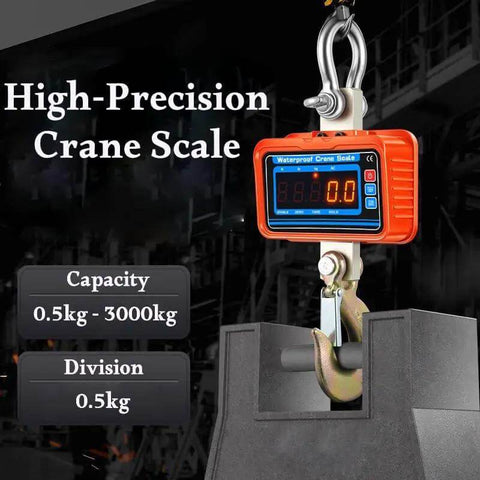 Beefy 3000kg Digital Crane Scale With Remote, Waterproof Industrial Hanging Scale, Rechargeable, 0.5kg Division, Shackle And Hook