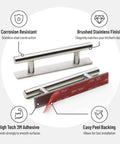 5 Inch Brushed Nickel Adhesive Cabinet Handles Set Of 4 All Metal Self Stick Drawer Pulls No Drilling With 3M Adhesive