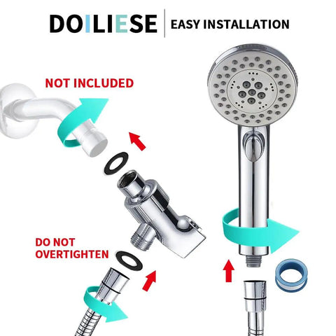 High Pressure Handheld Shower Head With 6 Settings Including Rain Massage Spa Spray Mode And Pause Mode On Off Switch 60 Inch Hose