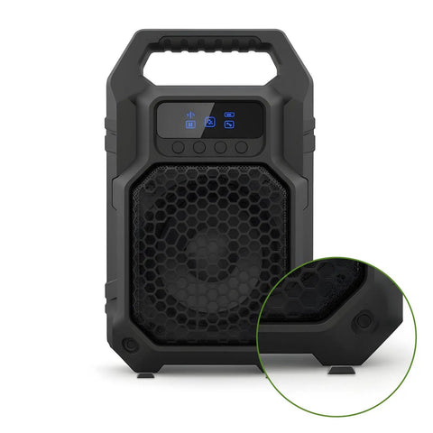 Eighty Piece Half Inch Square Self Adhesive Silicone Rubber Feet With Killer Non Slip Grip For Furniture Electronics And Appliances No Mess Peel Stick Bumper Pads That Hold Firm on a portable speaker's base.