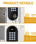 Game Changer Electronic Keypad Deadbolt Lock With Four Aa Batteries Black Keyless Entry showing window lock and scramble pin code features.