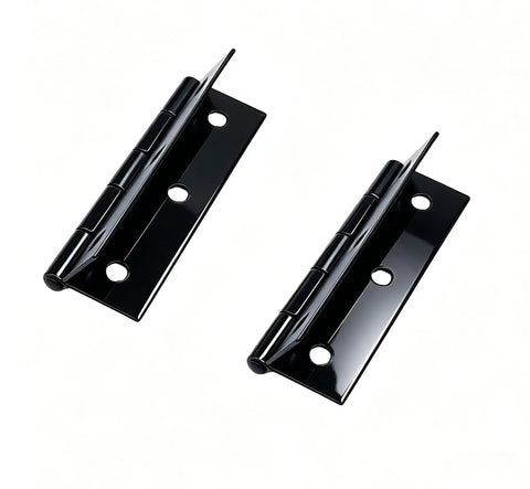 2.72 Inch Black Matte Cabinet Hinges Set With Stainless Steel Folding Butt Hinges and Screws shown in a pair