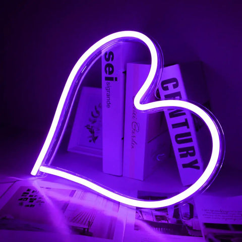Heart Shape LED Neon Light Sign 13.4 Inch Wall Hanging Neon Vibe Decor for bar, bedroom, living room, dorm, party, home use.