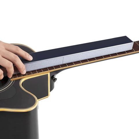 Using fret leveling beam on guitar neck from Guitar Luthier Tool Kit With 16 Inch Fret Leveling Beam, Fret Leveler for maintenance.
