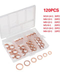 Copper Flat Washers Set For Screws, Rust Resistant Gasket Shims, Heavy Duty Kit With 100 120 200 280 300 Pieces For Auto DIY And Home Projects, Keeps Fasteners Stable And Spreads Pressure, 120pcs assorted sizes in plastic box