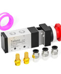 Red Mushroom Push Button Pneumatic Valve, 5 Way 2 Position With Automatic Reset, 1/4 NPT Inlet And Outlet, 1/8 NPT Exhaust