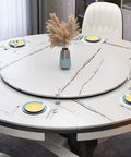 Heavy Duty Kitchen Lazy Susan Turntable With Glass Rotating Tray And Aluminum Swivel Base in slate finish on dining table