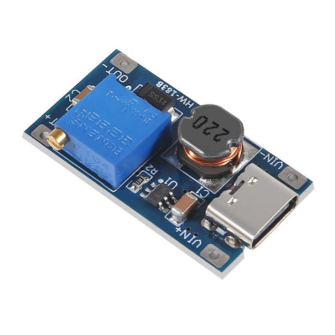 Type C DC DC Boost Module With MT3608 Adjustable Step Up Converter Delivers 2A Output From 2V To 24V Input And 5V 9V 12V 28V Output