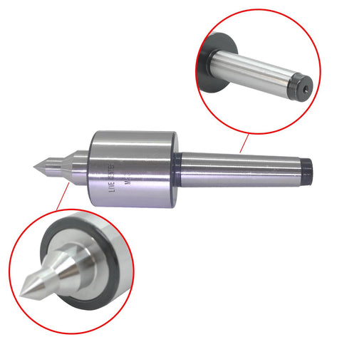 MT2 Live Center Long Nose 60 Degree With Triple Bearing Medium Duty Lathe Center 0.000197 Inch Accuracy Morse Taper 2MT Tailstock CNC Tool