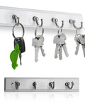 Wall Mounted Key Rack With Four Hooks, Steel And Wood Key Holder For Keys And Small Essentials, White Modern Home Organizer