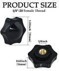Four Pack One Quarter Inch Twenty Black Nylon Screw On Thru Threaded Knob Nuts With Six Star Hand Tighten Clamping Knobs Brass Insert