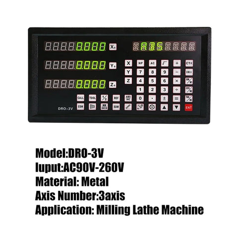 Digital Readout DRO System With Three 0 To 1000 Mm Linear Scales For Milling Machines Lathes Drilling Boring EDM displayed